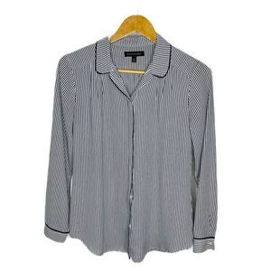 Banana Republic Collared Pj Striped Blouse Top Button‎ Down Xs Black White